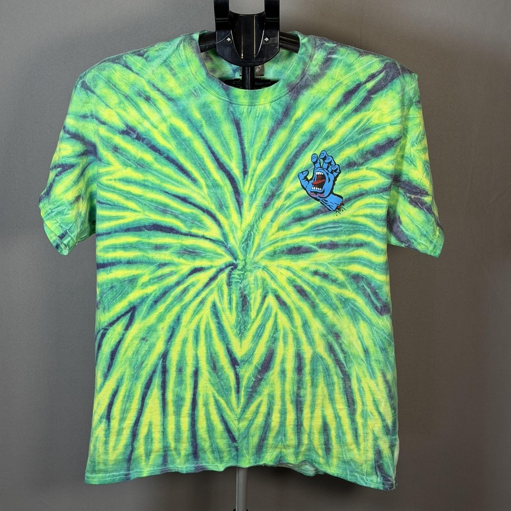 Santa Cruz Shirt Mens Large Tie Dye Screaming Hand Skateboard Graphic Tee